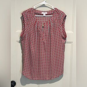 Liz Claiborne Red Printed Sleeveless Blouse
